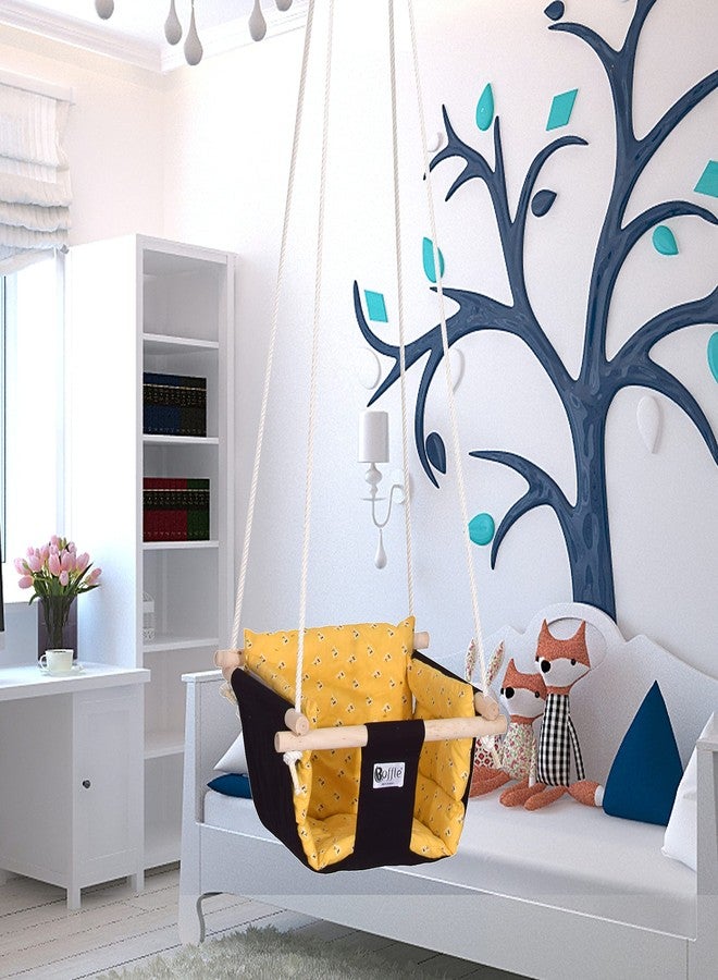 BOFFLE Swing | Baby Swing Hanging Indoor Outdoor | Jhula for Baby | Baby Garden Swing | Jhula for Childrens| (6 Months to 3 Years) (Up to 25 kg) (Black Yellow) - Image 1